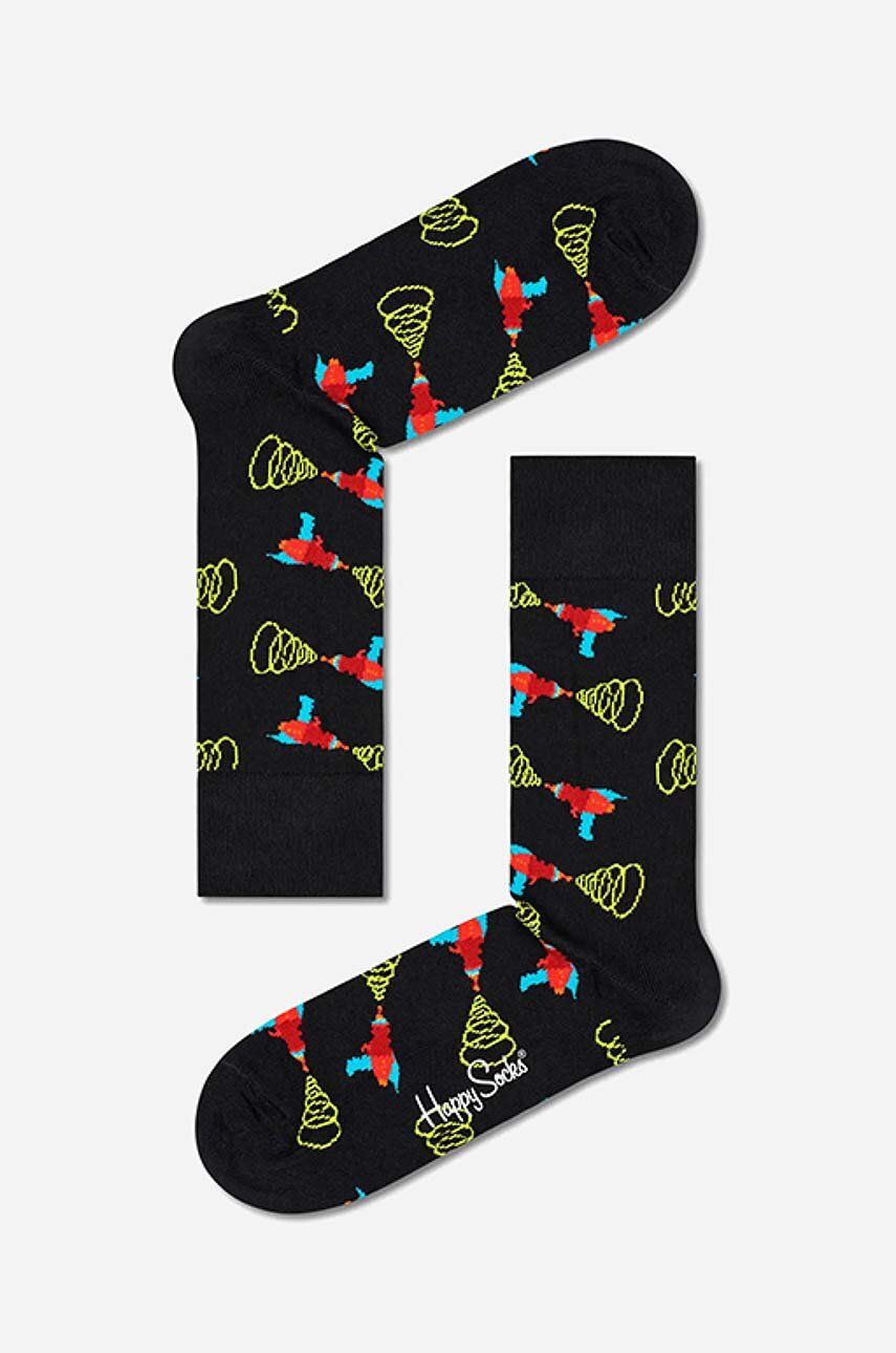 Ponožky Happy Socks Lazer Quest černá barva, LAZ01-9300 - černá -  86 % Bavlna