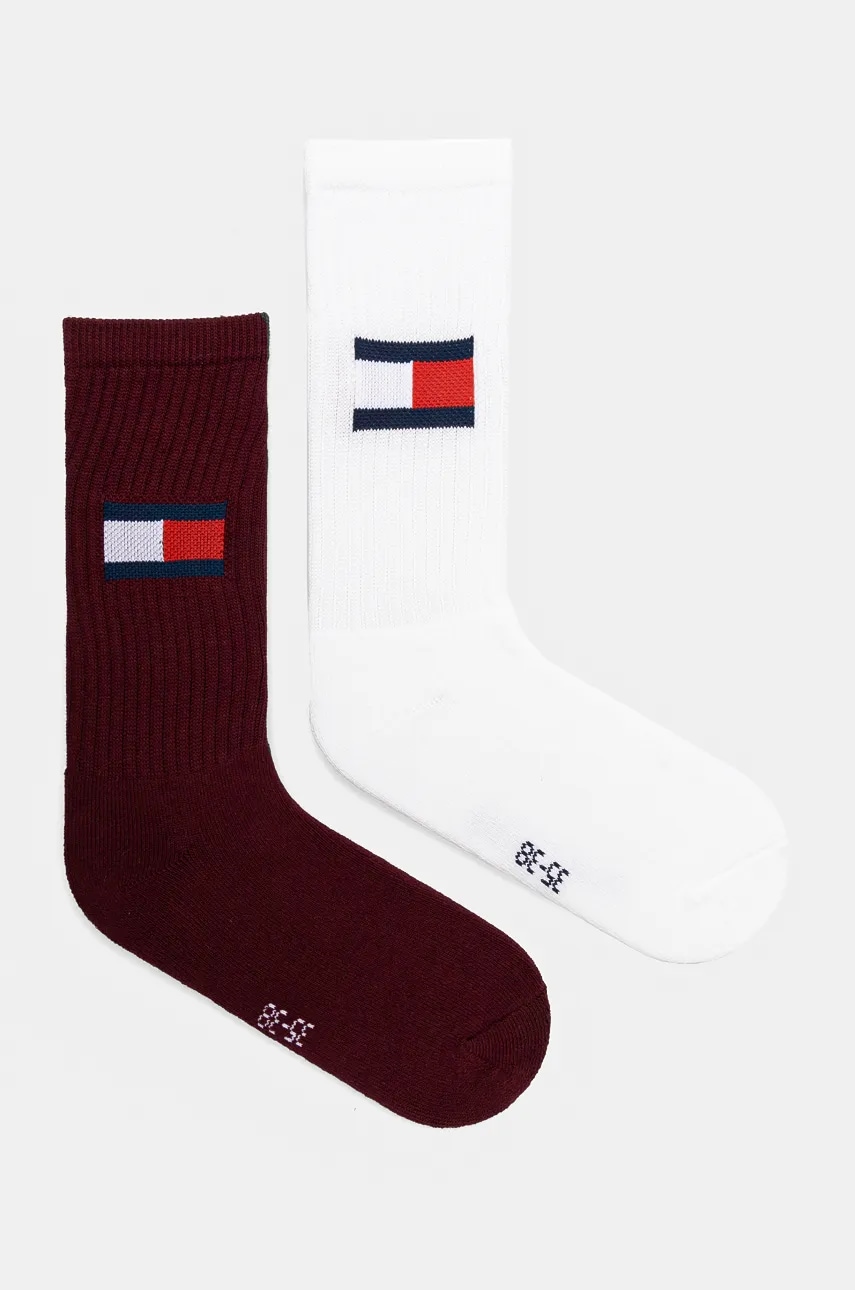 Tommy Hilfiger sosete 2-pack culoarea bordo