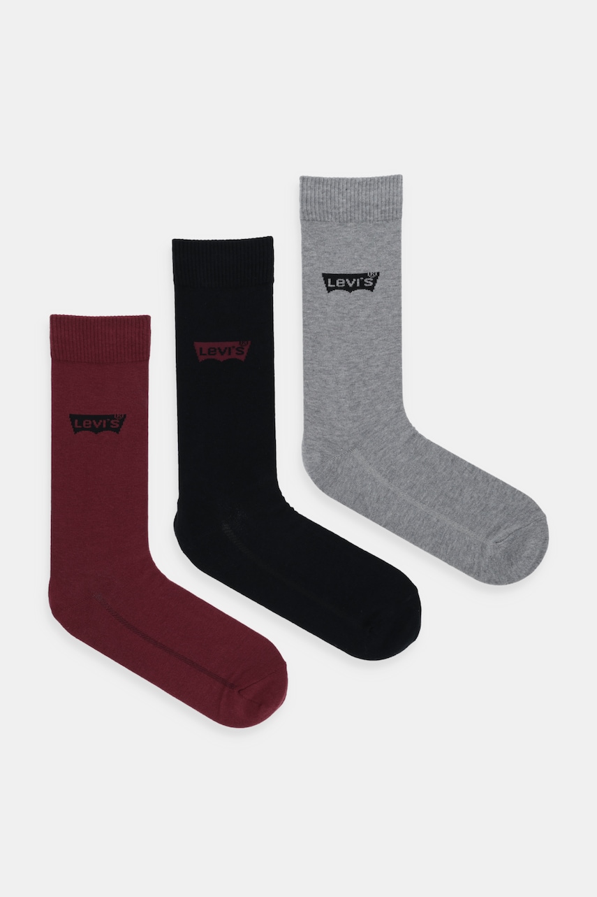 Ponožky Levi's 3-pack vínová barva, 37157-1268
