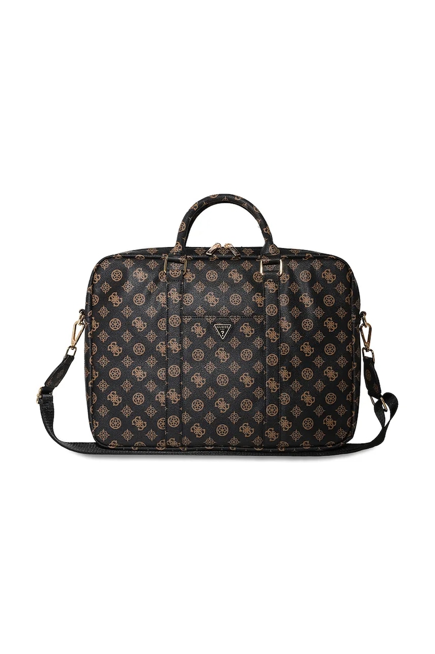 Levně Taška na notebook Guess 4G Peony Front Pocket Zipper Triangle Logo 16" černá barva