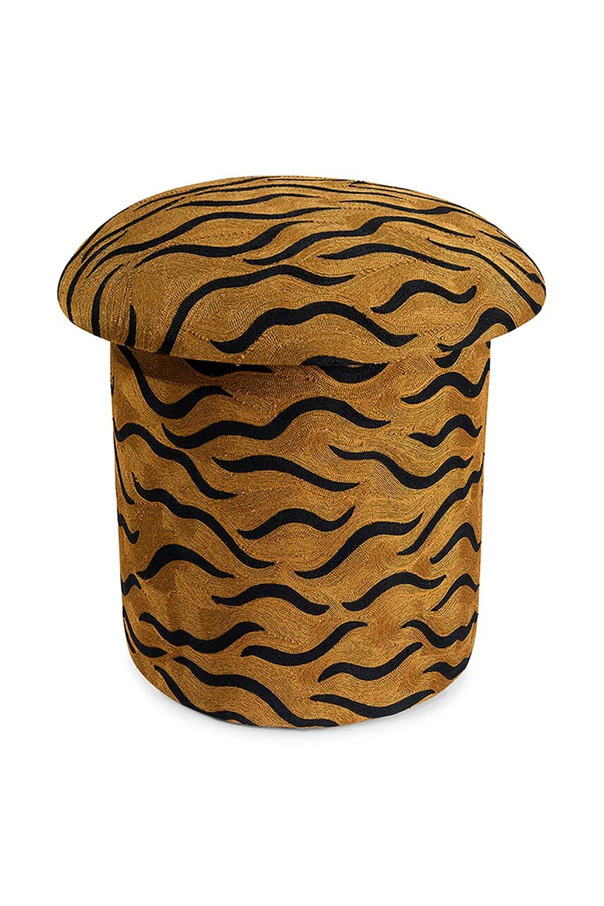Doing Goods scaun de puf Maya Tiger Embroidered culoarea maro