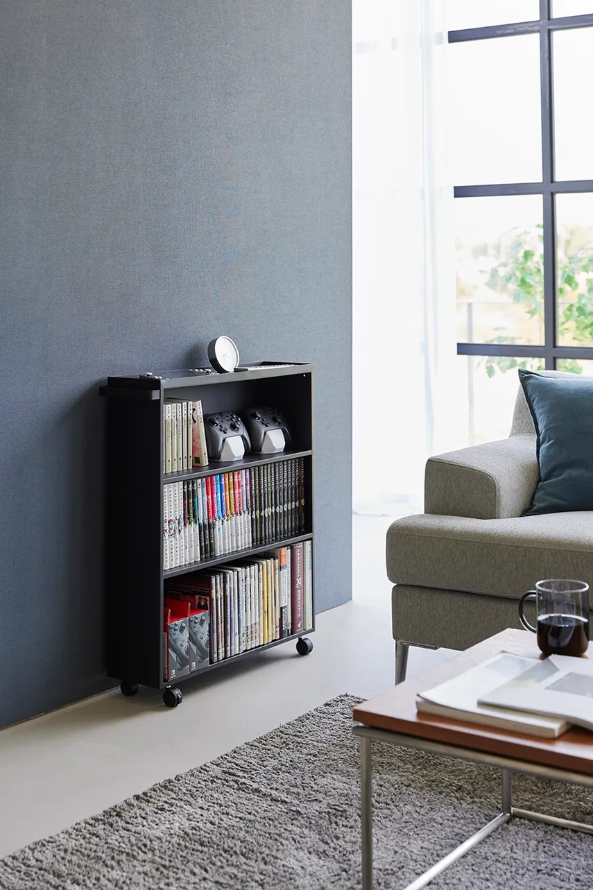 Βιβλιοθήκη με ρόδες Yamazaki Tower χρώμα: μαύρο φωτογραφία