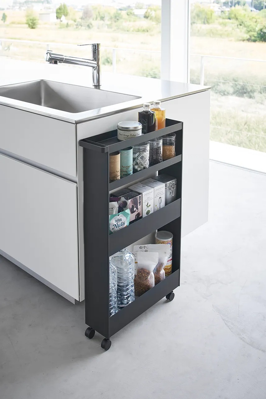 Βιβλιοθήκη με ρόδες Yamazaki Tower Slim 13 x 48 x 80.5 cm φωτογραφία