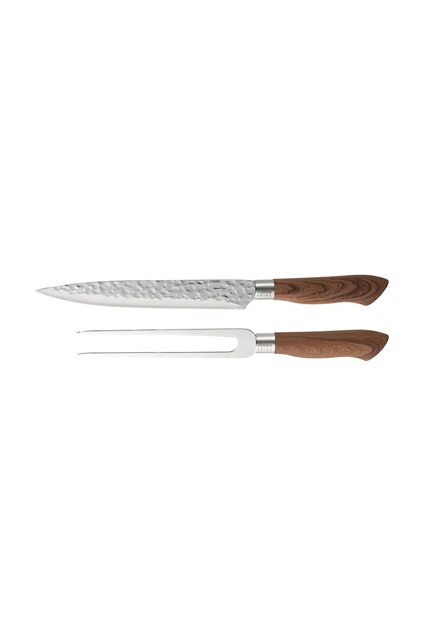 Levně Nůž a vidlice na krájení masa Dorre Akira 37 cm hnědá barva