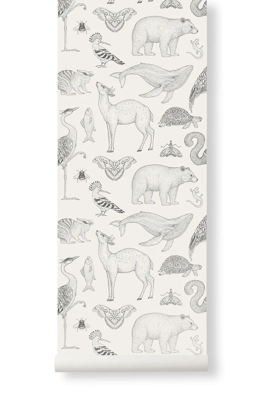 ferm LIVING tapet Katie Scott Wallpaper culoarea alb