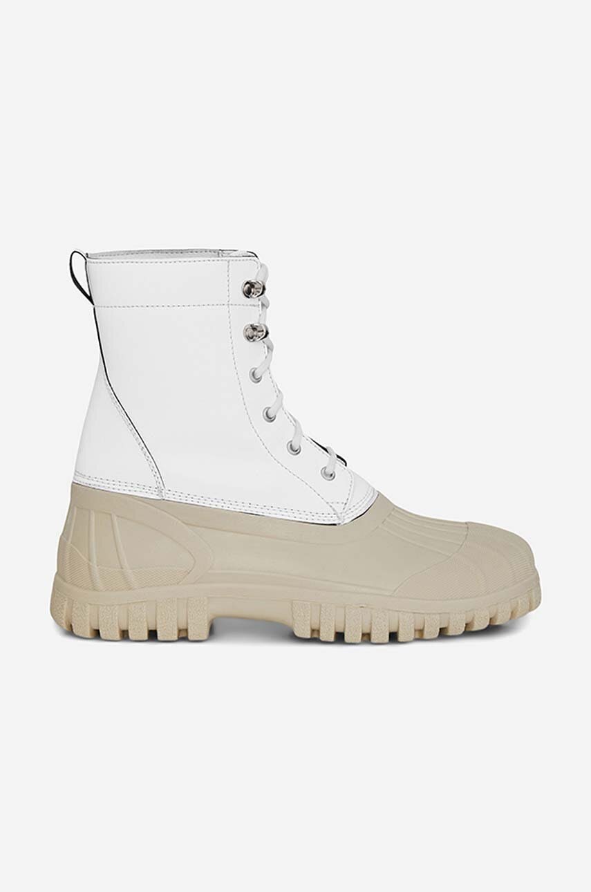 Rains botine x Diemme Anatra Boot femei, culoarea alb, cu toc plat 2059.WHITEREFL-WHITE.REFL