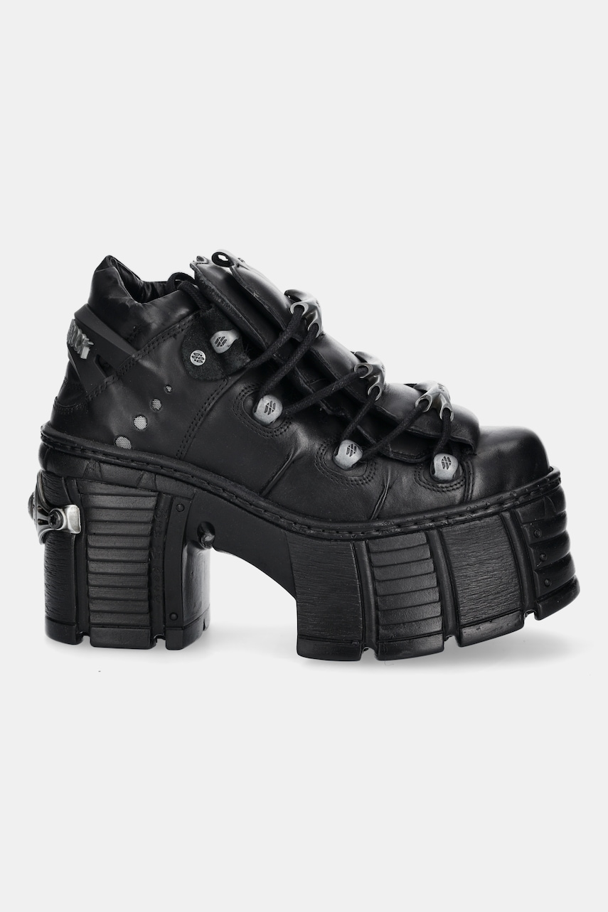 Кожаные полусапожки New Rock CRUST NEGRO цвет чёрный каблук кирпичик M-TM106-C2 Кожаные полусапожки New Rock CRUST NEGRO цвет чёрный каблук кирпичик M-TM106-C2