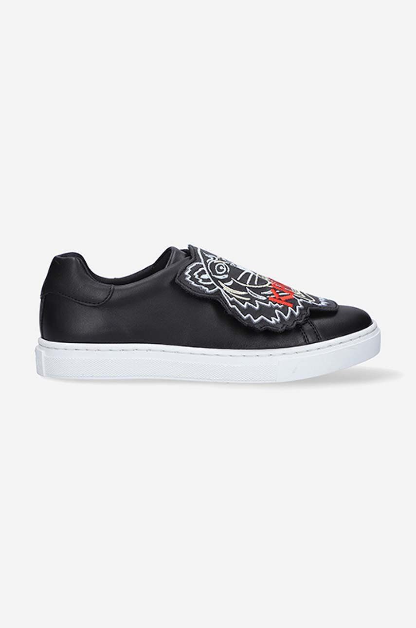 Dětské kožené sneakers boty Kenzo Kids K59039 černá barva - černá -  Svršek: Přírodní kůže