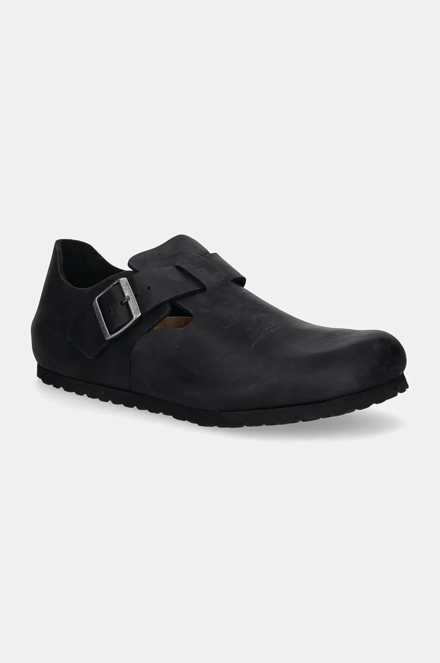 Birkenstock pantofi din nubuc London culoarea negru
