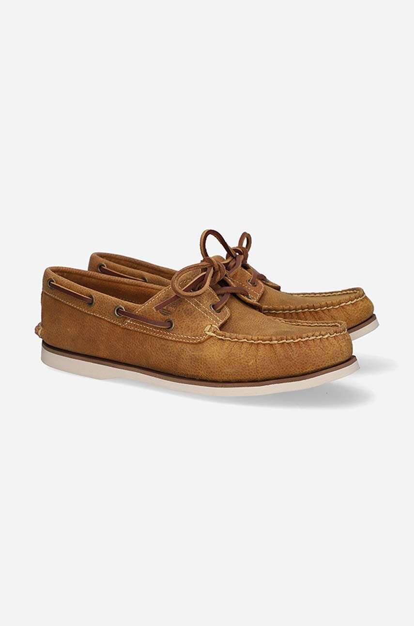 Timberland mokasyny skórzane Classic Boat EK+2 EYE męskie kolor brązowy A5M1Z-BROWN