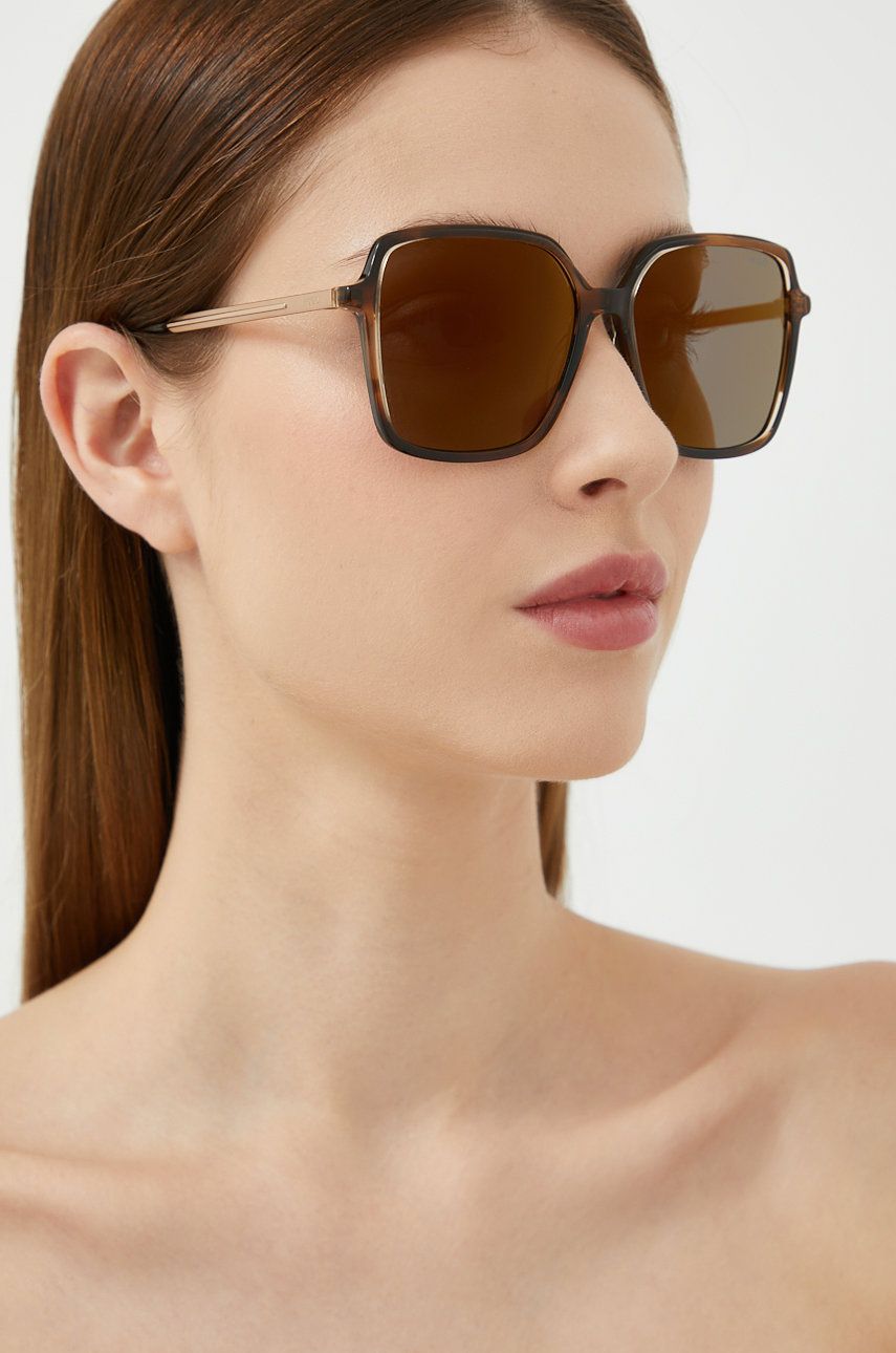 HUGO okulary przeciwsłoneczne damskie kolor brązowy