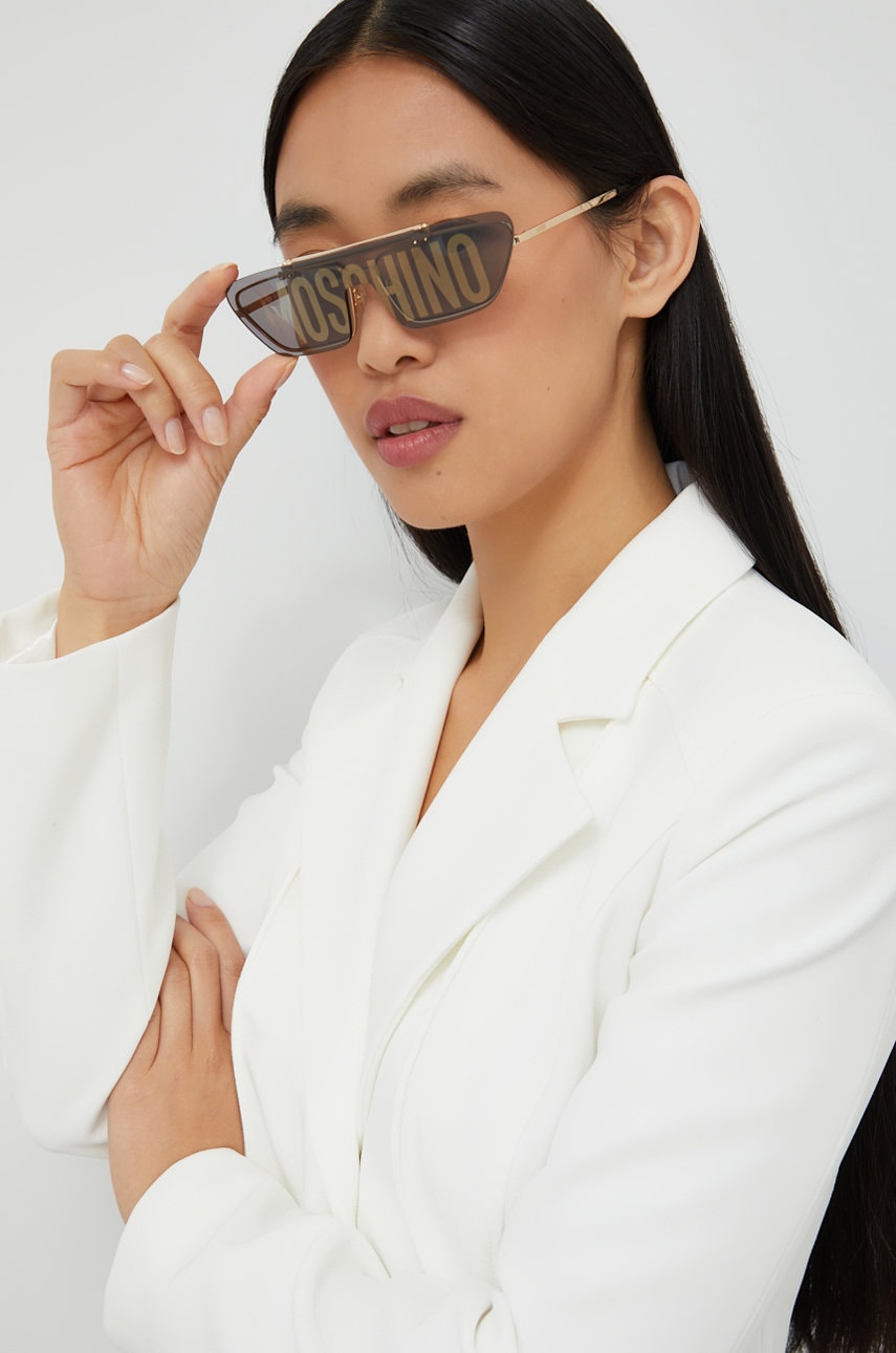 Moschino ochelari de soare femei, culoarea auriu