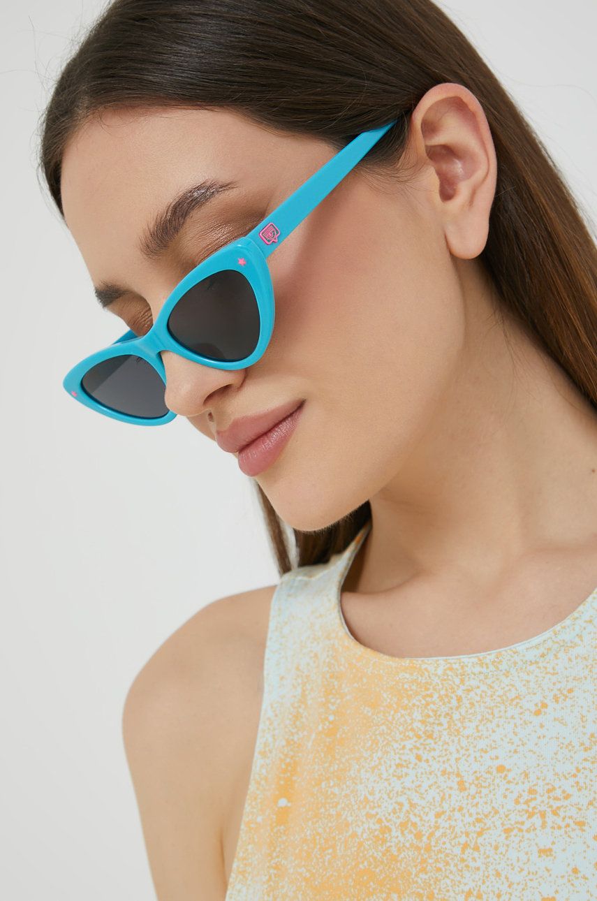 Chiara Ferragni ochelari de soare femei, culoarea turcoaz Accesorii imagine promotii 2022