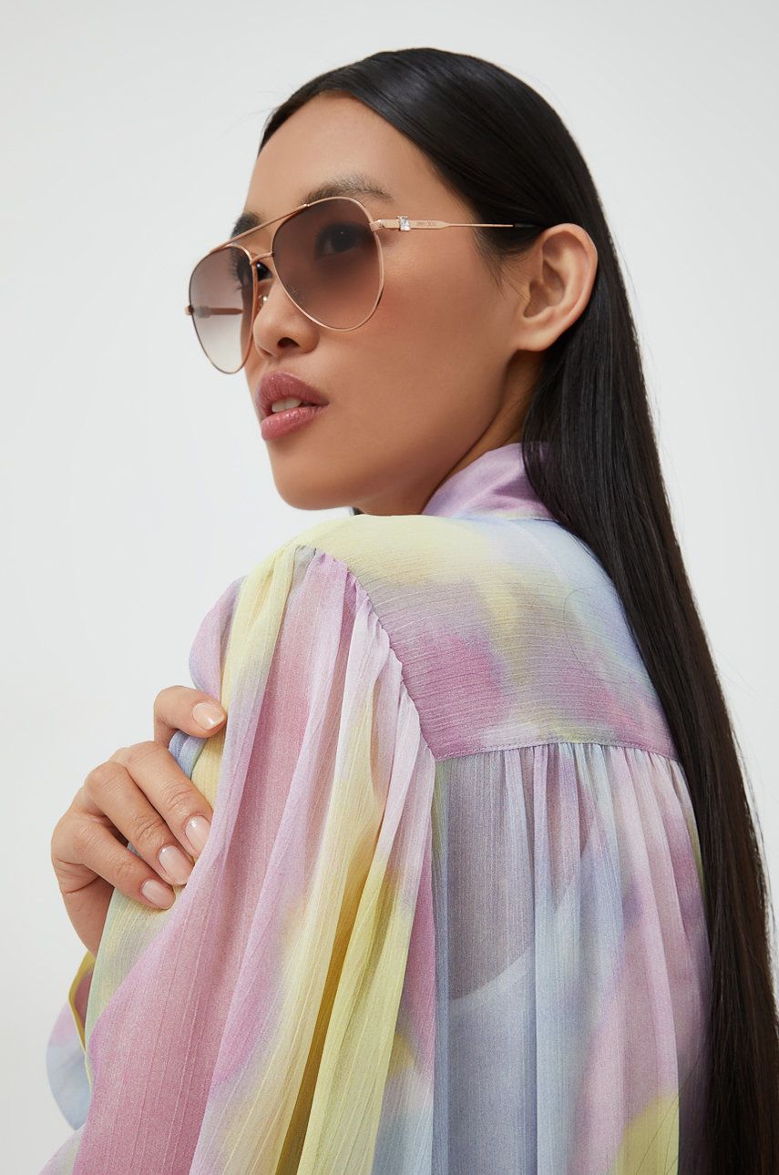 Jimmy Choo ochelari de soare femei, culoarea auriu Accesorii imagine noua