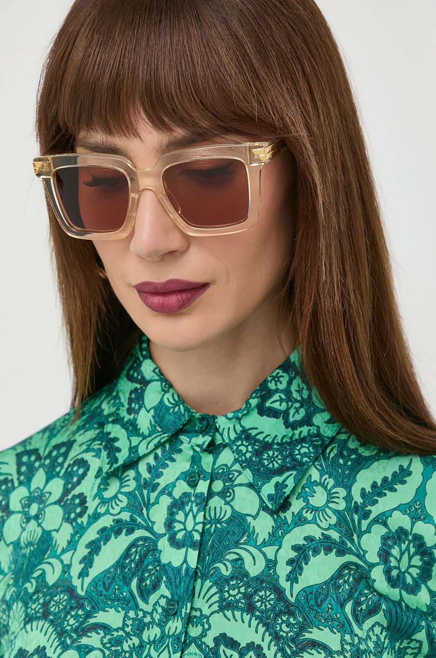Slnečné okuliare Bottega Veneta dámske, béžová farba