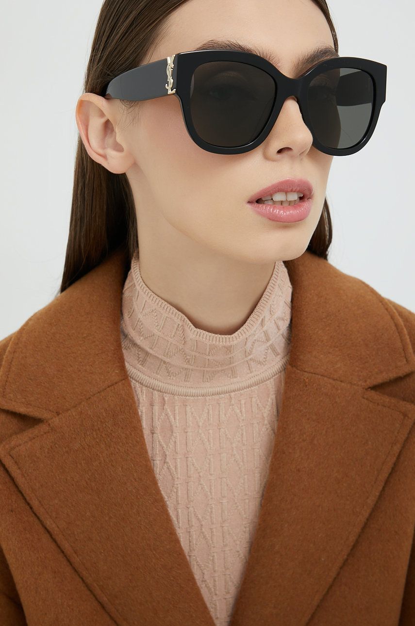 Saint Laurent ochelari de soare femei, culoarea negru image17