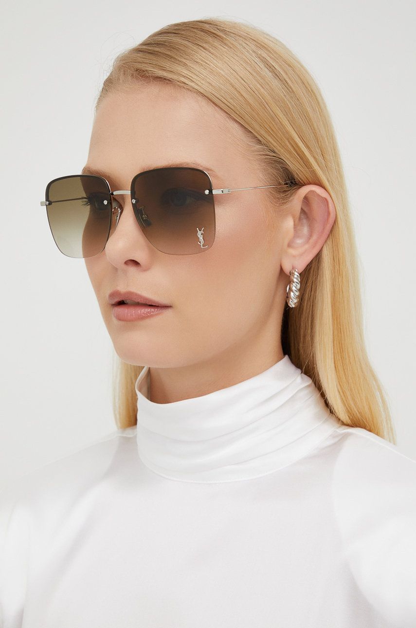 Saint Laurent okulary przeciwsłoneczne damskie kolor srebrny
