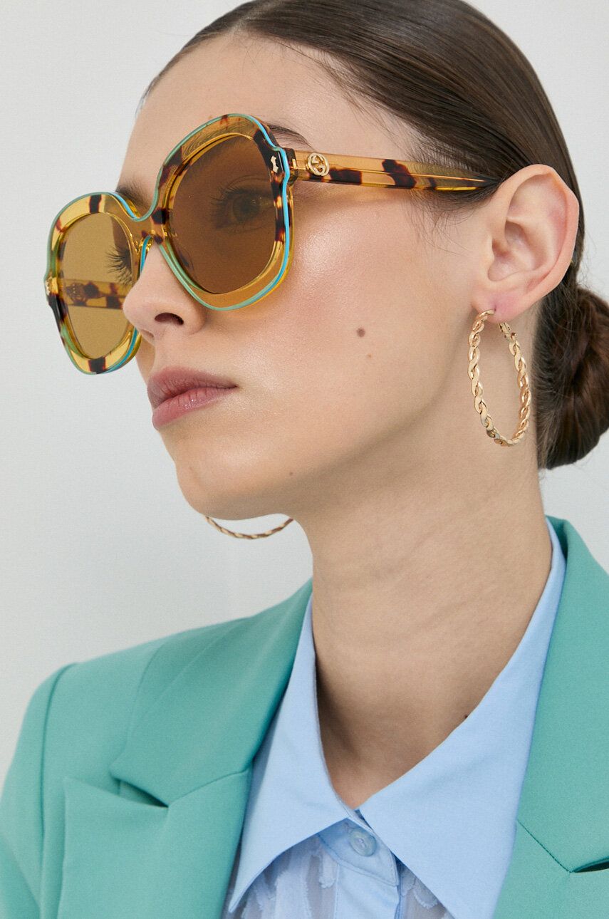 Gucci ochelari de soare femei, culoarea maro Accesorii