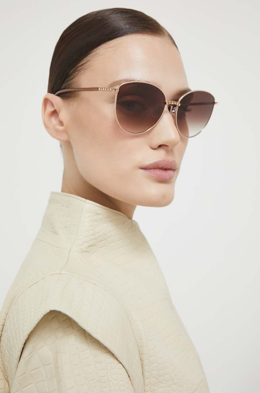 Swarovski ochelari de soare 56259308 MILLENIA femei, culoarea maro 56259308