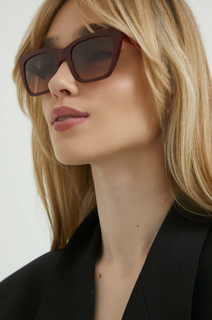 HUGO ochelari de soare femei, culoarea maro Pret Mic accesorii imagine noua gjx.ro
