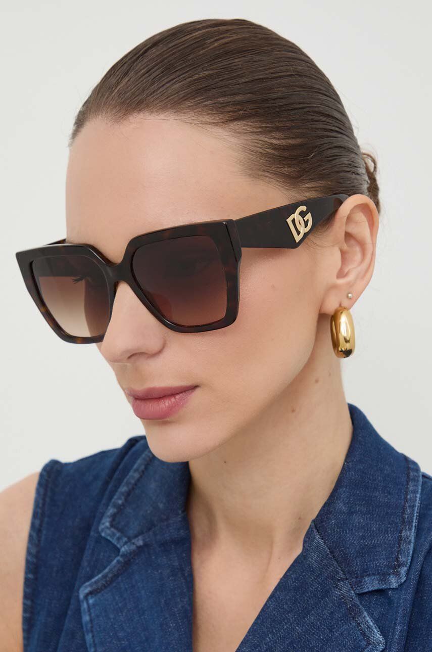 Dolce & Gabbana ochelari de soare femei, culoarea maro, 0DG4438