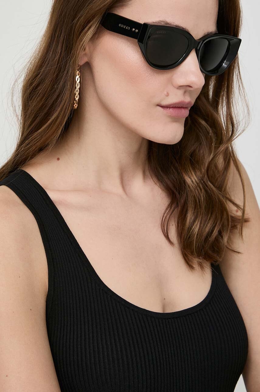 Gucci ochelari de soare femei, culoarea negru