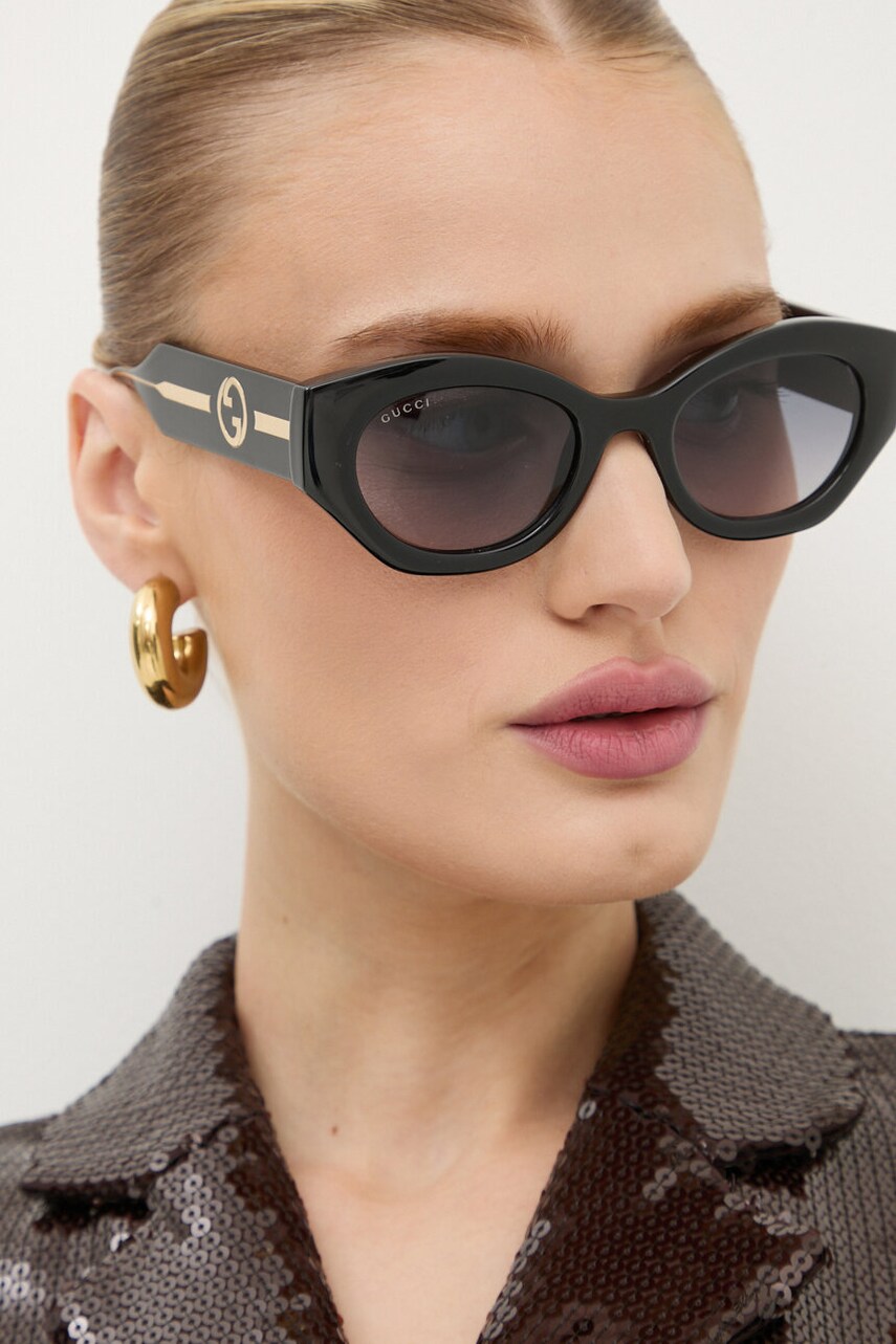 Gucci ochelari de soare femei, culoarea negru, GG1553S