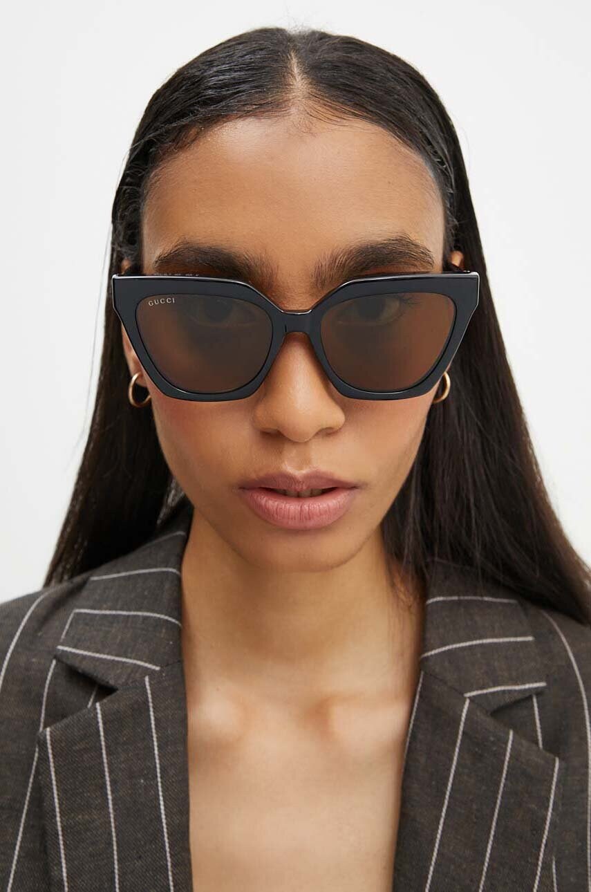 Gucci ochelari de soare femei, culoarea negru, GG1542S