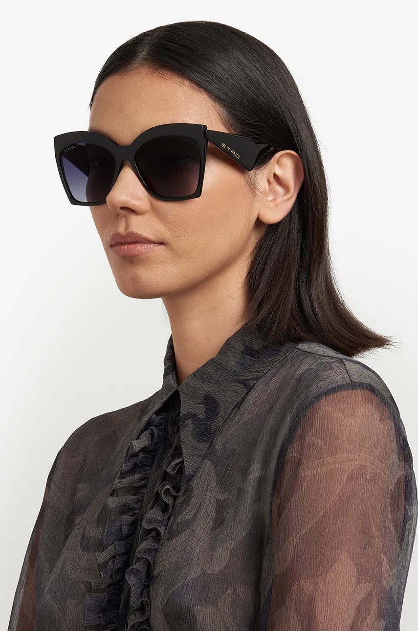Etro ochelari de soare femei, culoarea negru, ETRO 0044/S