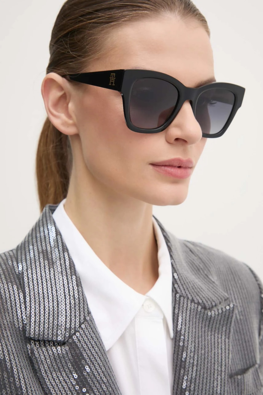 Sluneční brýle Tommy Hilfiger dámské, černá barva, TH 2156/S