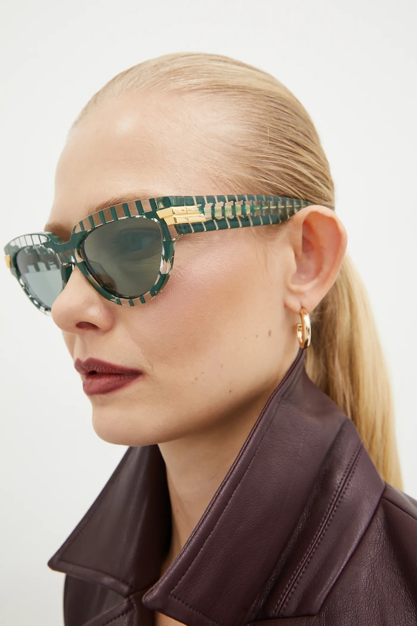 Bottega Veneta ochelari de soare femei, culoarea verde, BV1035S