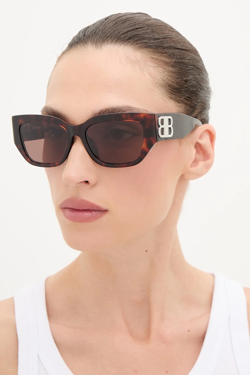 Balenciaga ochelari de soare femei, culoarea maro, BB0361SK