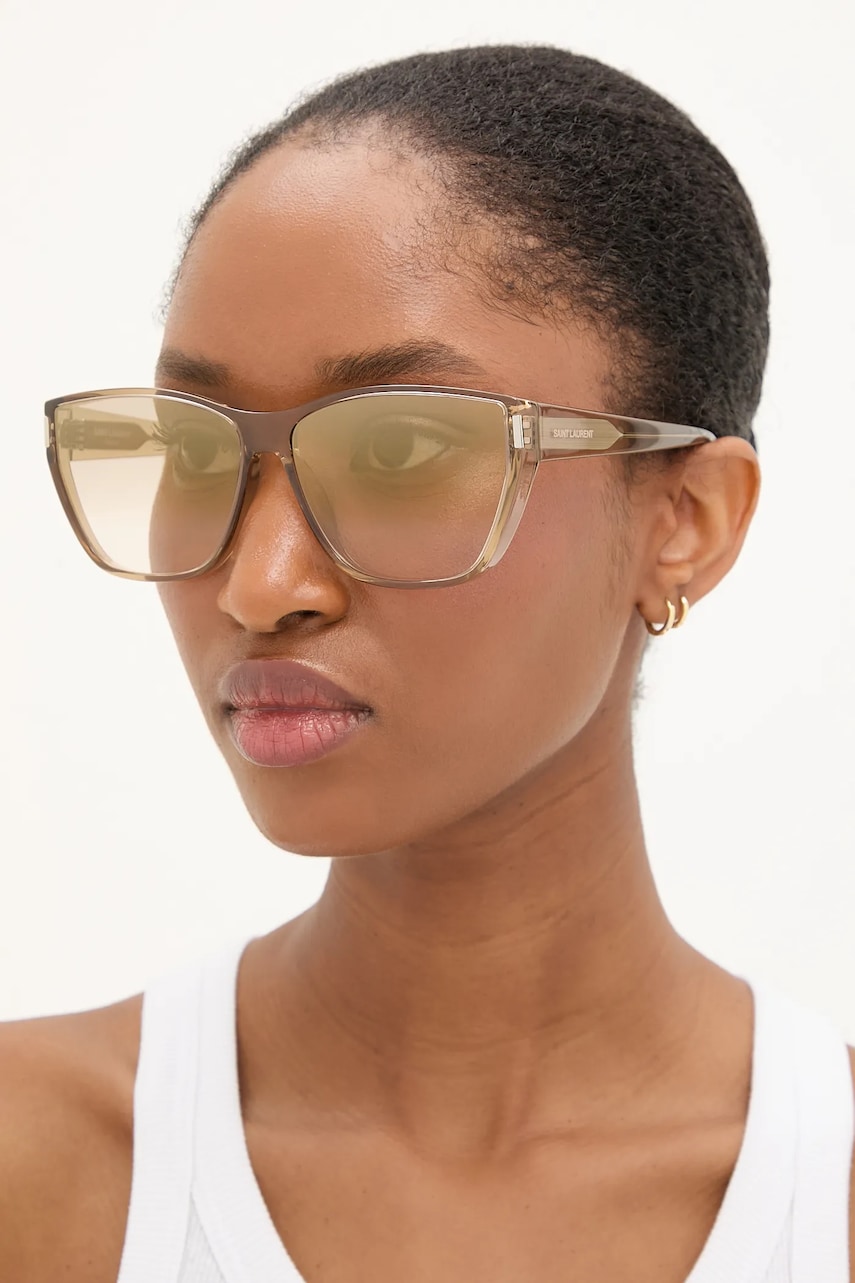 Saint Laurent ochelari de soare femei, culoarea galben, SL 758