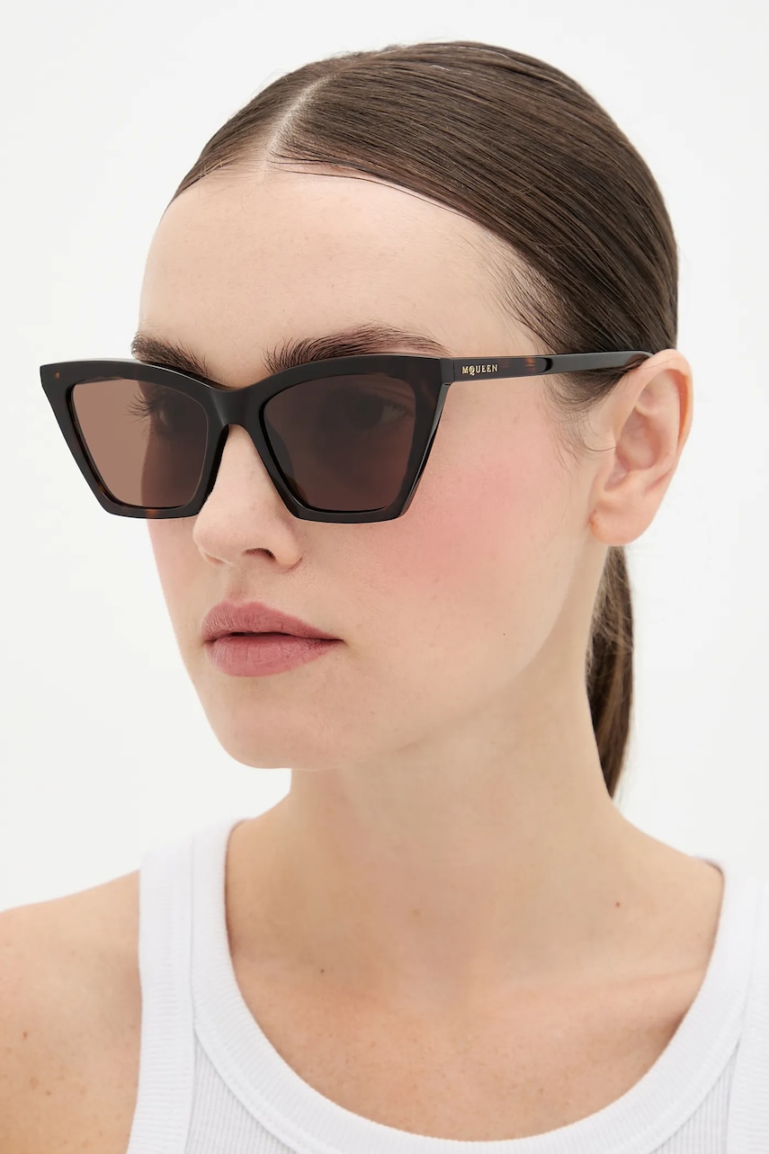 Alexander McQueen ochelari de soare culoarea maro, AM0536S