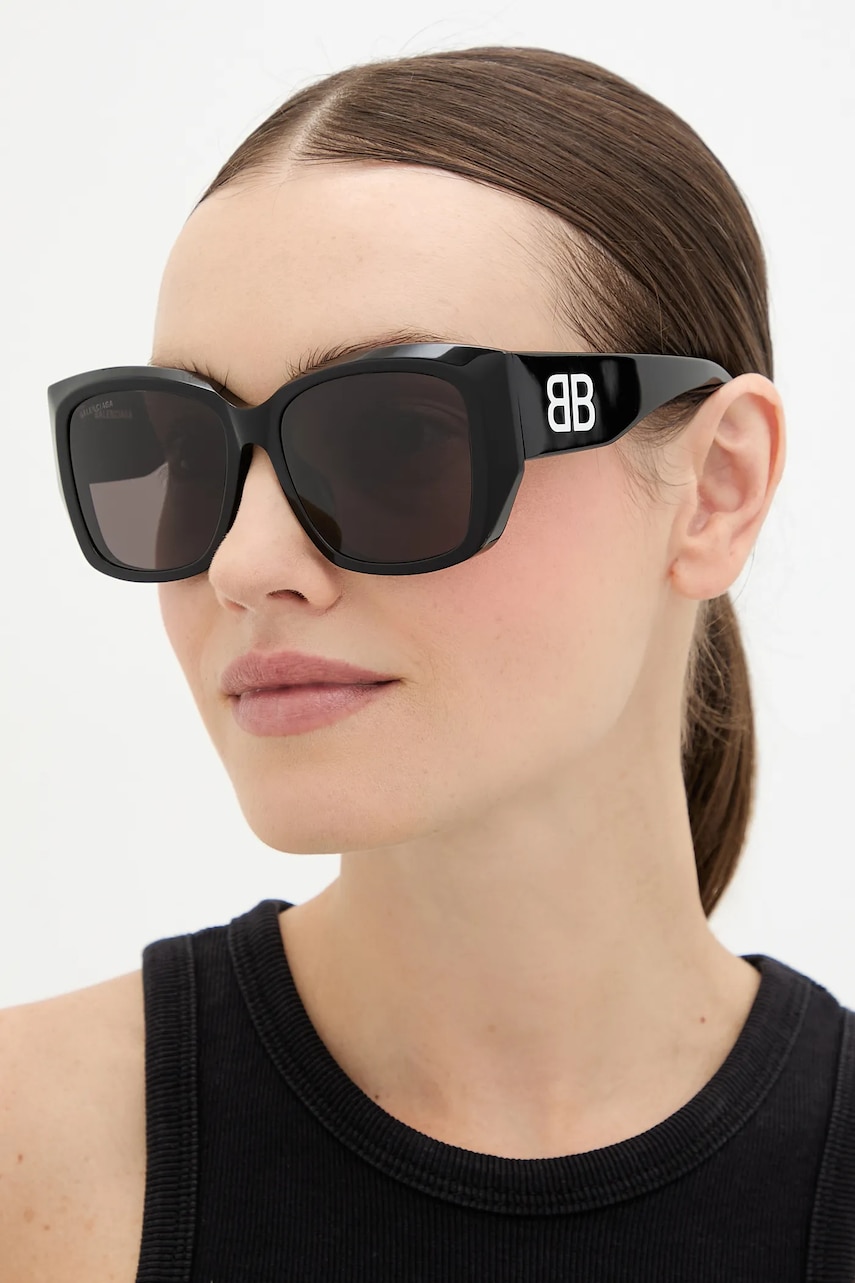Balenciaga ochelari de soare culoarea negru, BB0445SK