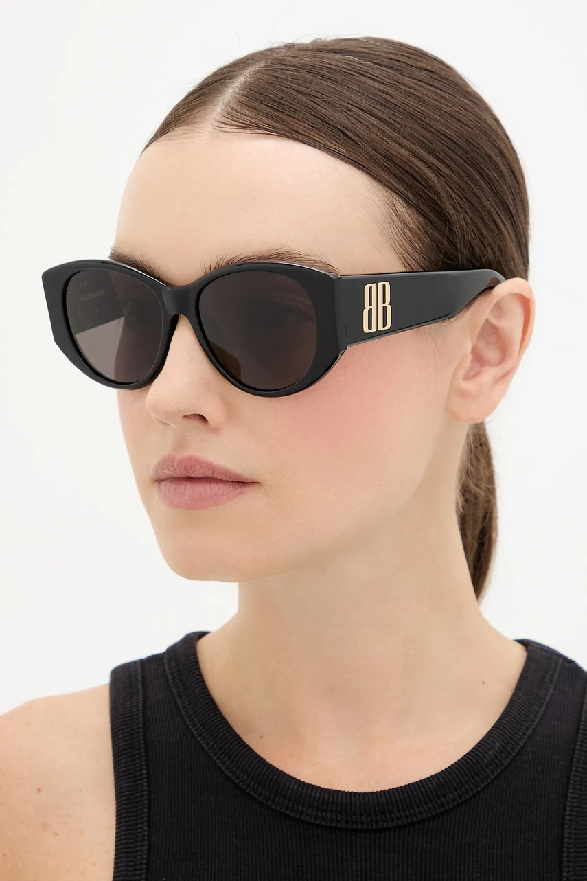 Balenciaga ochelari de soare culoarea negru, BB0455S