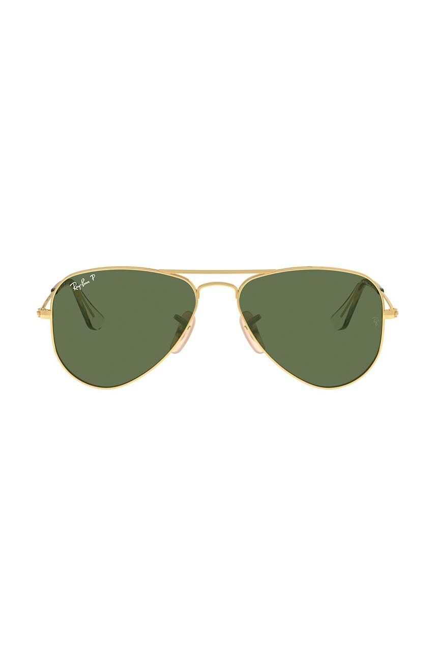 Детские солнцезащитные очки Ray-Ban Junior Aviator цвет зелёный 0RJ9506S-Polarized