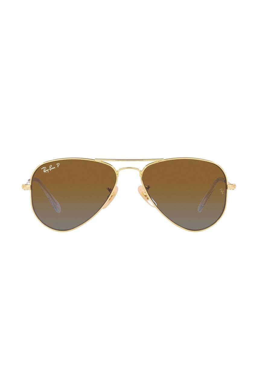 Ray-Ban ochelari de soare copii Junior Aviator culoarea maro, 0RJ9506S-Polarized