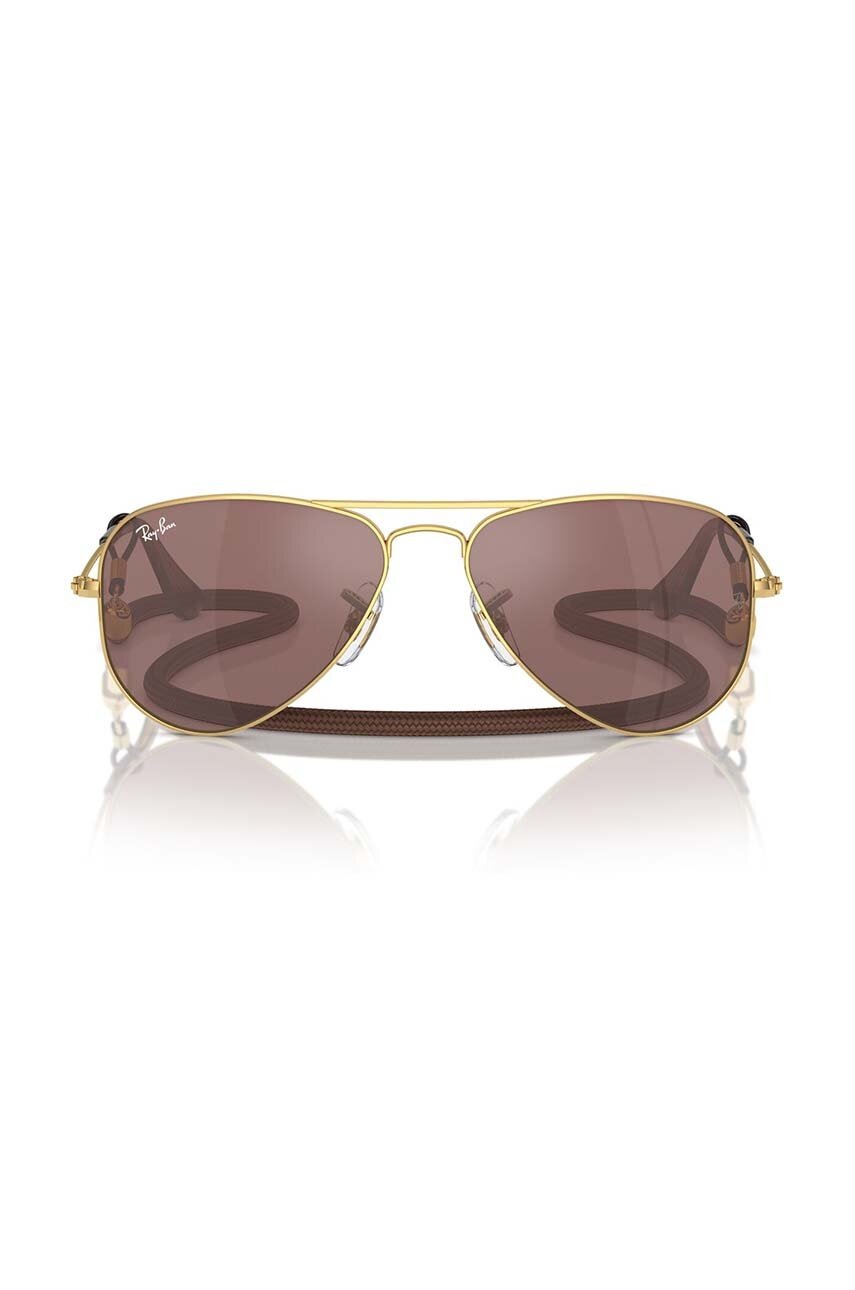 Детские солнцезащитные очки Ray-Ban JUNIOR AVIATOR цвет коричневый 0RJ9506S