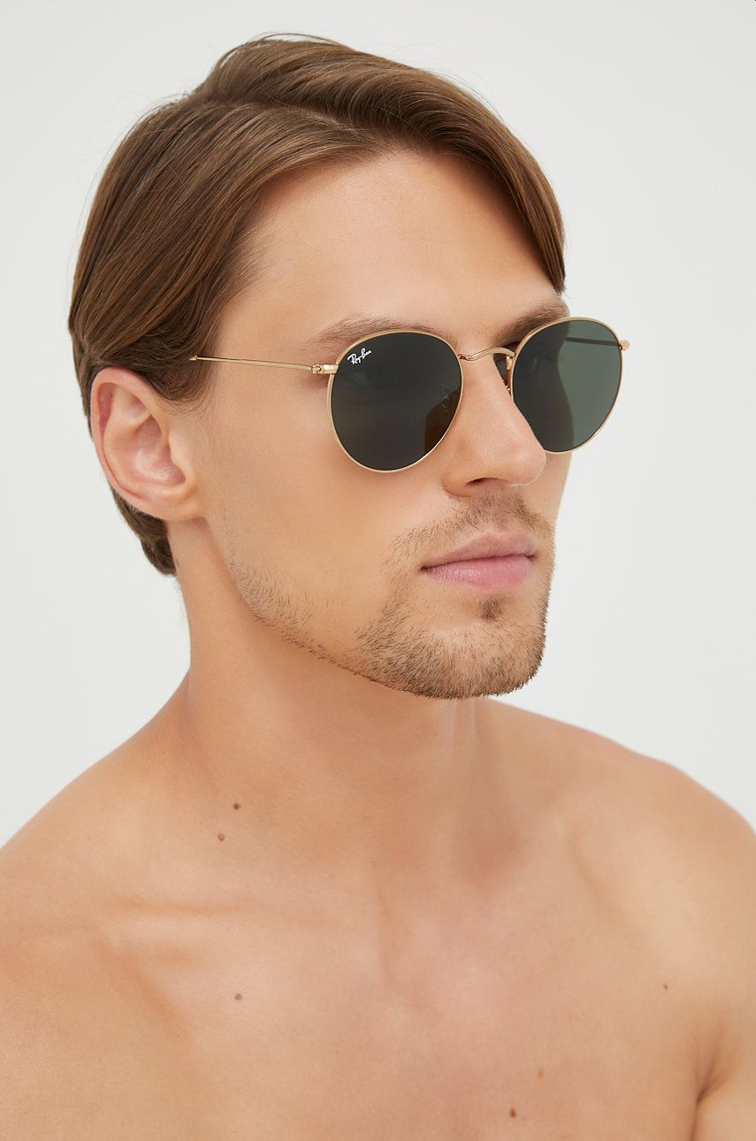 Ray-Ban ochelari de soare barbati, culoarea auriu Accesorii imagine promotii 2022