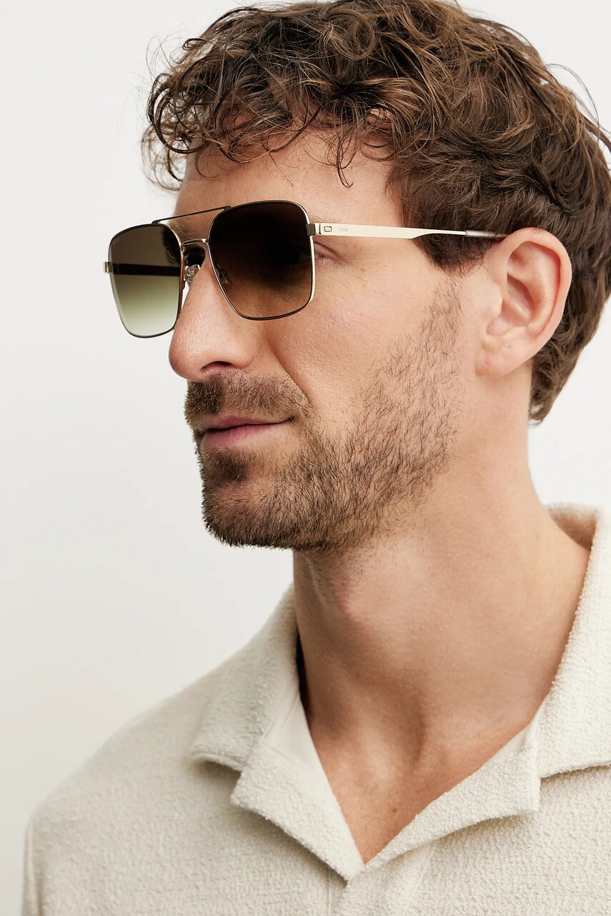 BOSS ochelari de soare barbati, culoarea auriu, BOSS 1695/S