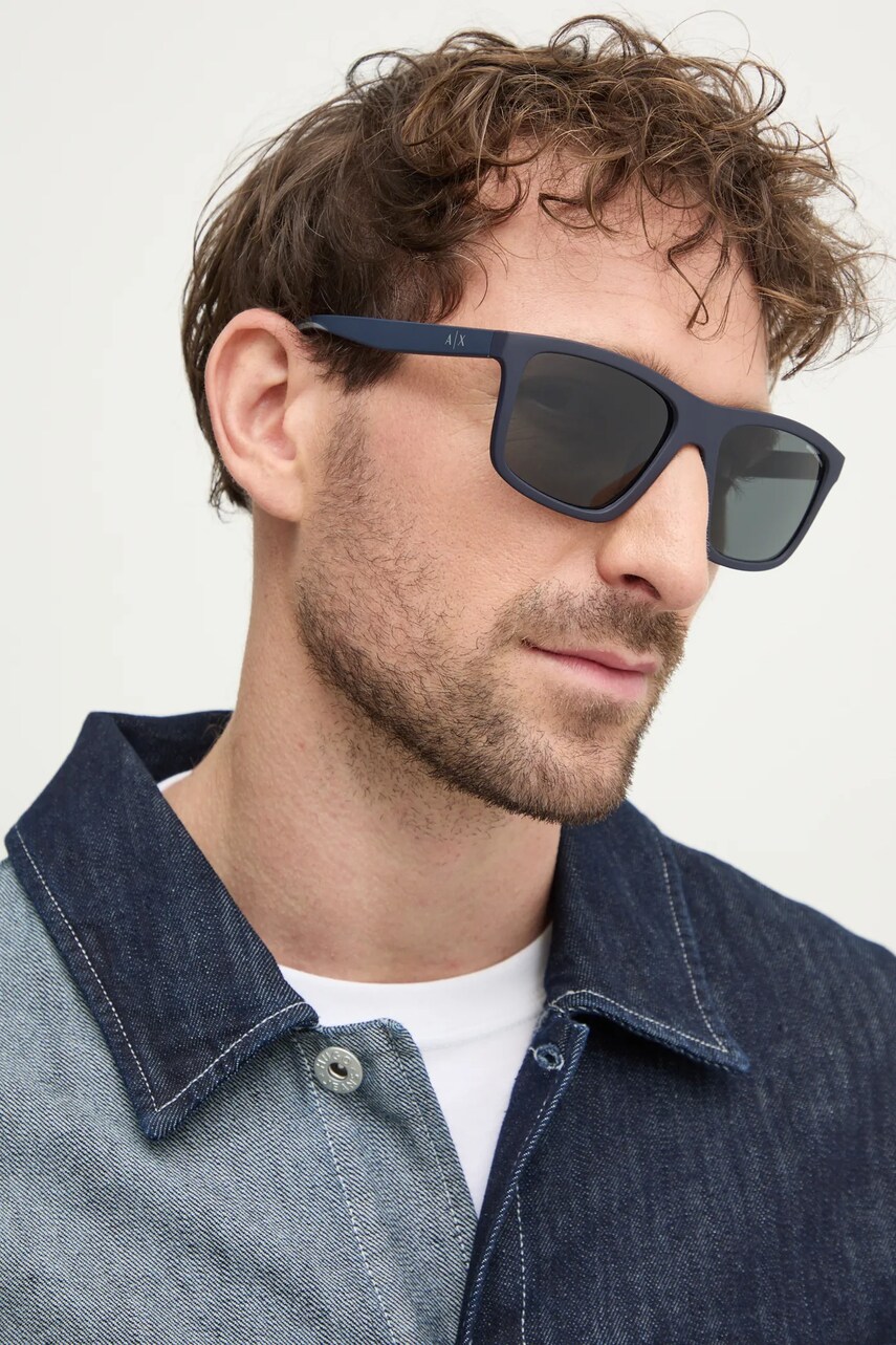 Armani Exchange ochelari de soare barbati, culoarea albastru marin, 0AX4149SU