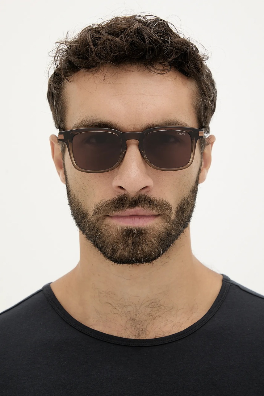 Γυαλιά ηλίου Zegna χρώμα: καφέ, EZ0230_5050E φωτογραφία