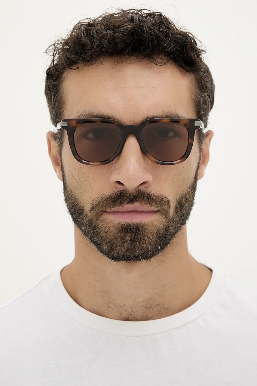 Γυαλιά ηλίου Zegna ανδρικά, χρώμα: καφέ, EZ0248_5052E φωτογραφία