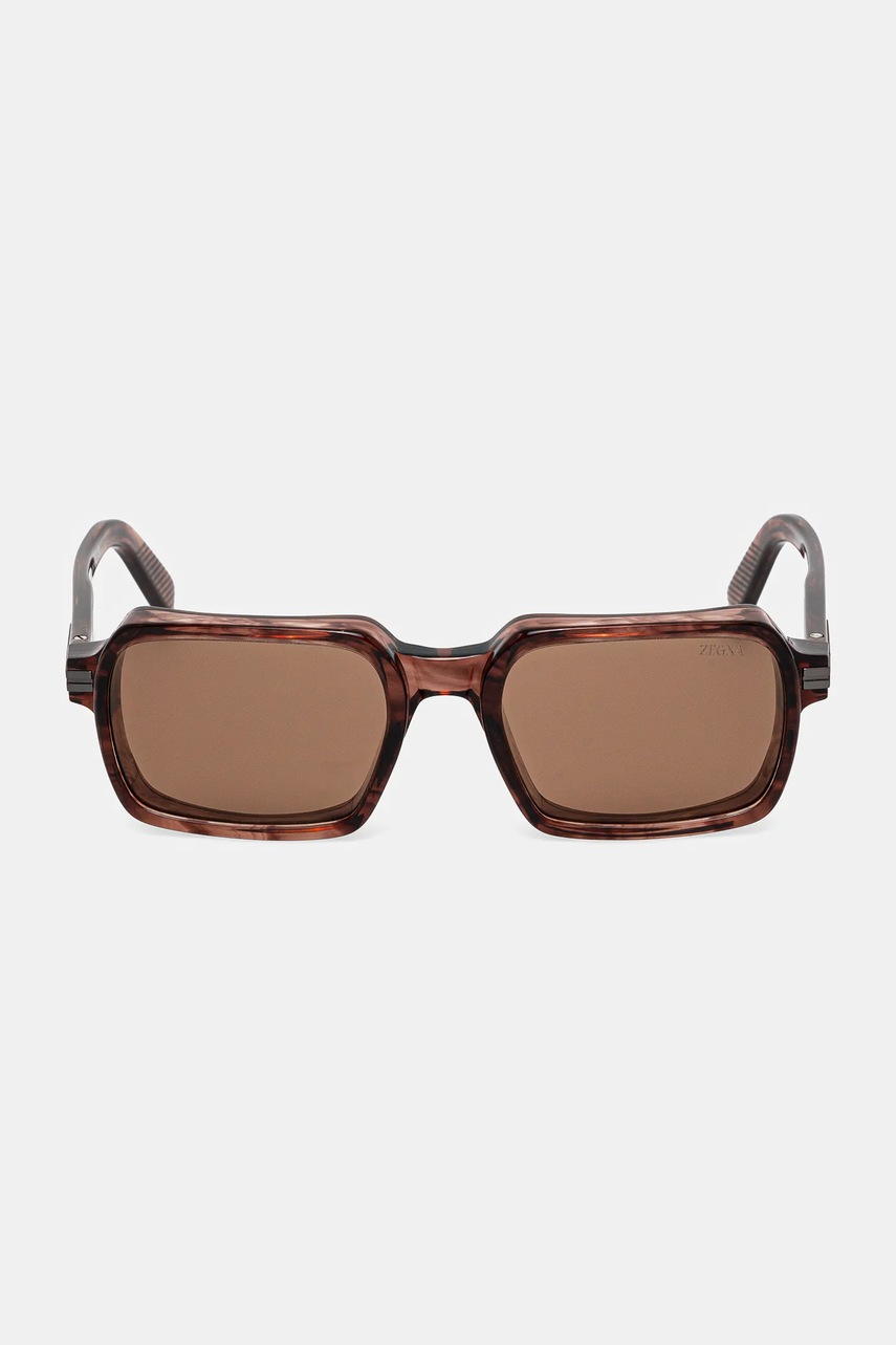 Γυαλιά ηλίου Zegna ανδρικά, χρώμα: καφέ, EZ0254_5571E φωτογραφία