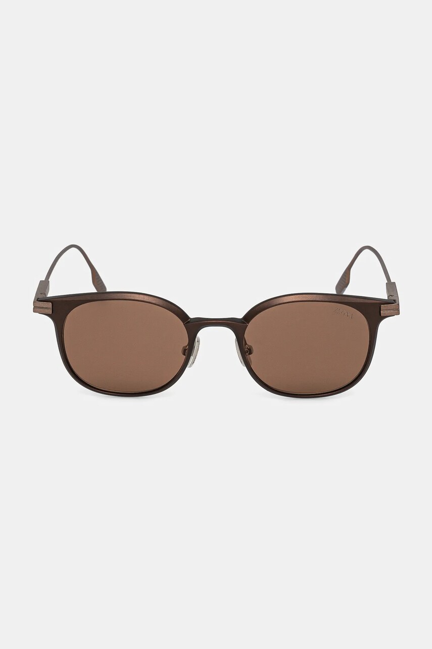 Γυαλιά ηλίου Zegna ανδρικά, χρώμα: καφέ, EZ0260_5037E φωτογραφία