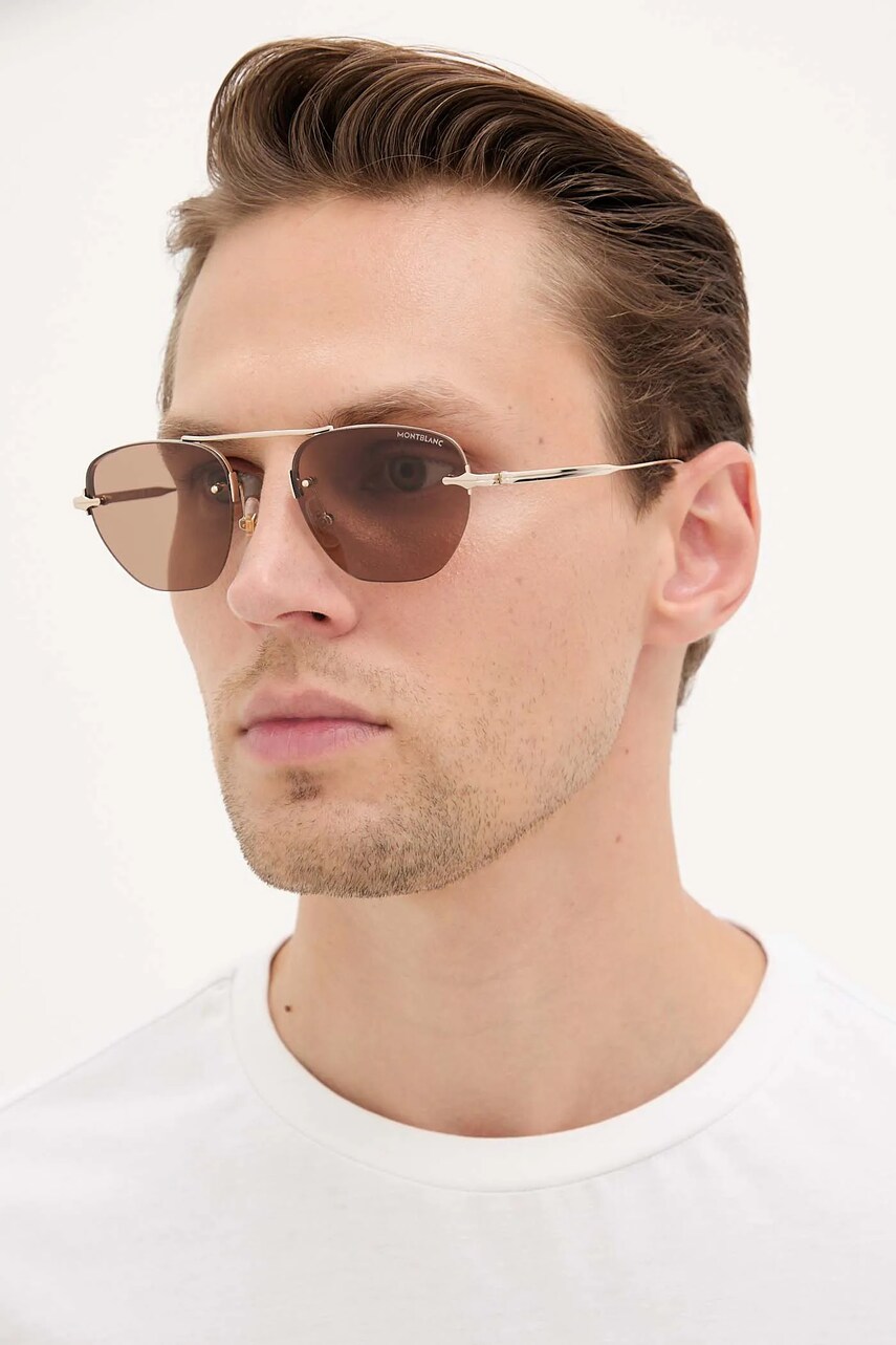Montblanc ochelari de soare culoarea auriu, MB0404S