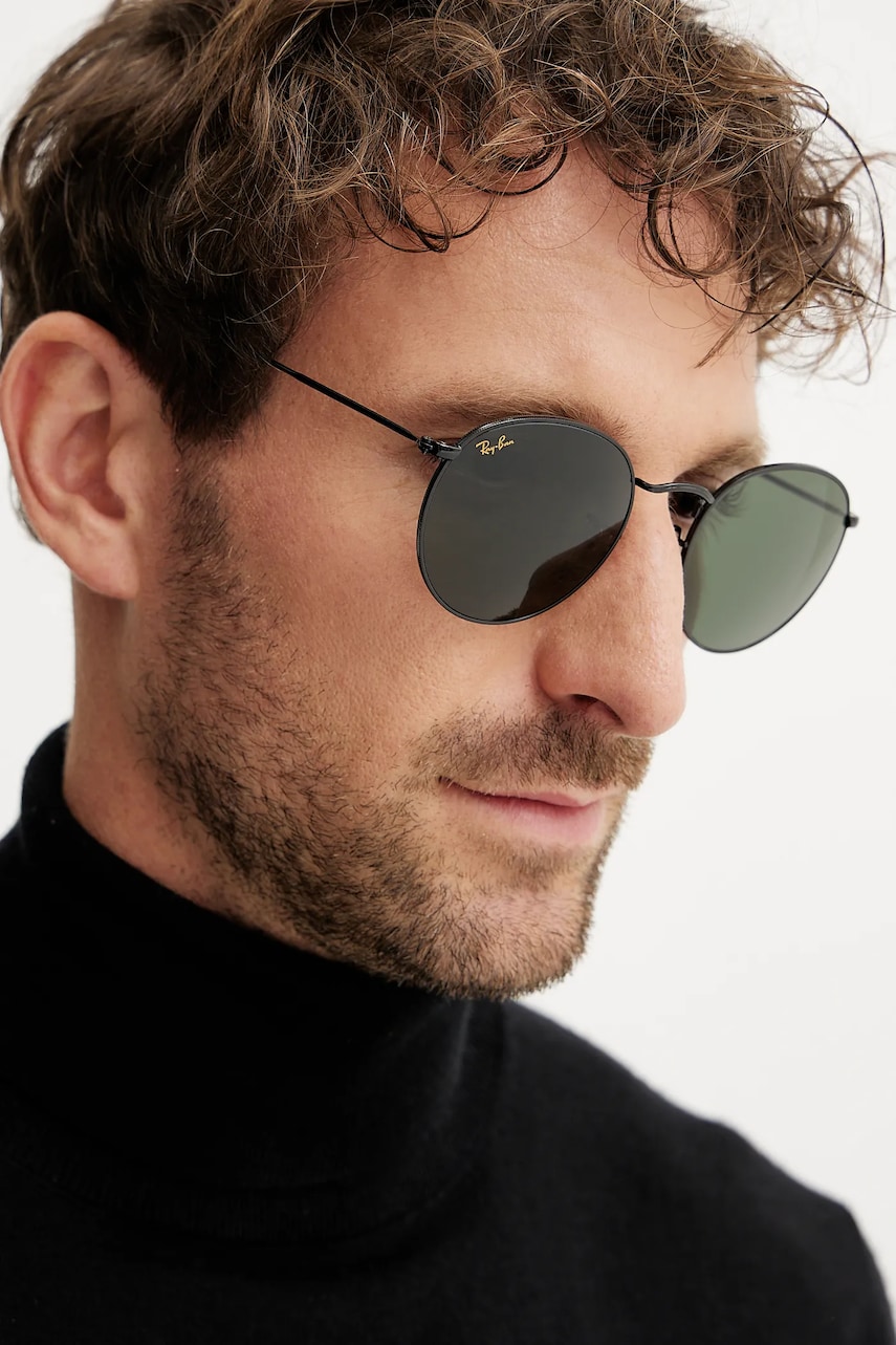 Ray-Ban ochelari de soare ROUND METAL culoarea negru, 0RB3447
