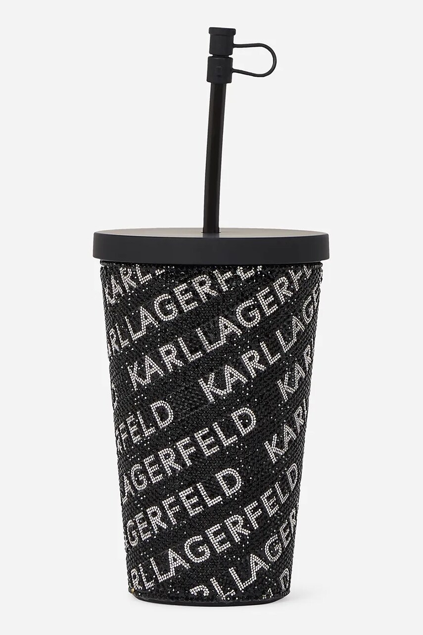 Karl Lagerfeld pahar cu pai k/rhinestone culoarea negru, A2W42018