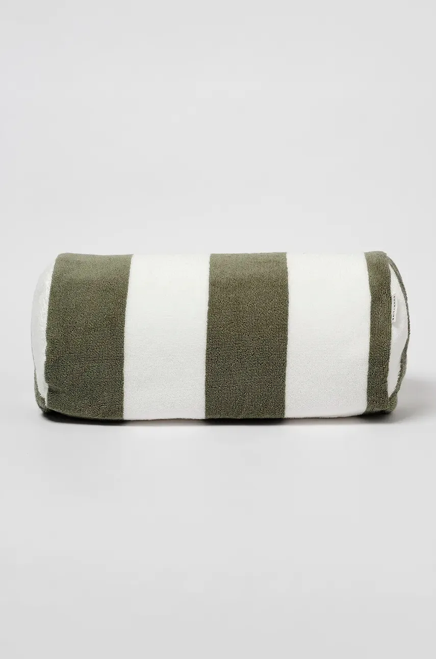 Levně Nafukovací plážový polštář SunnyLife Vacay Olive Stripe zelená barva